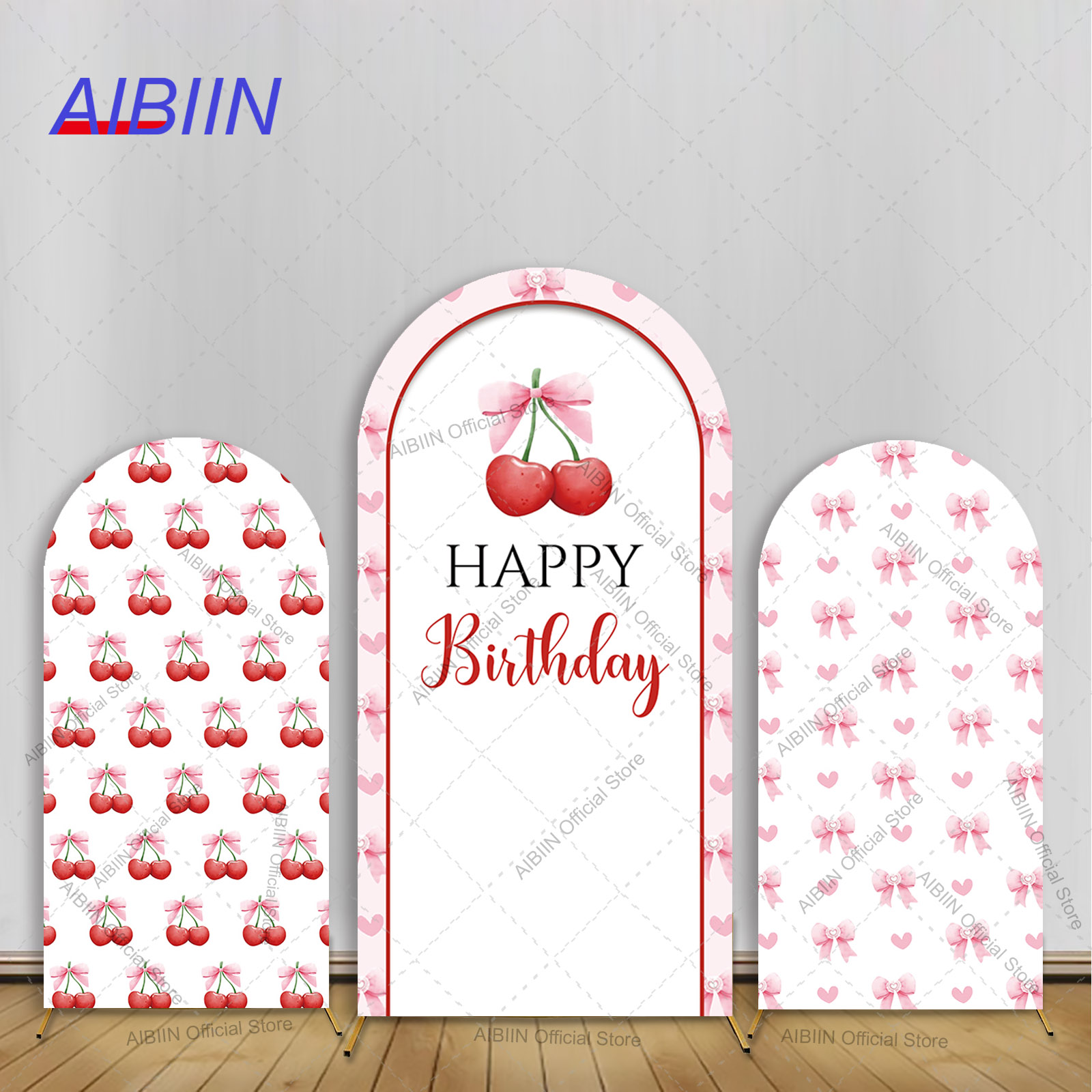 Photography Zone System - Girl Cherry Happy Birthday Arch Backdrop