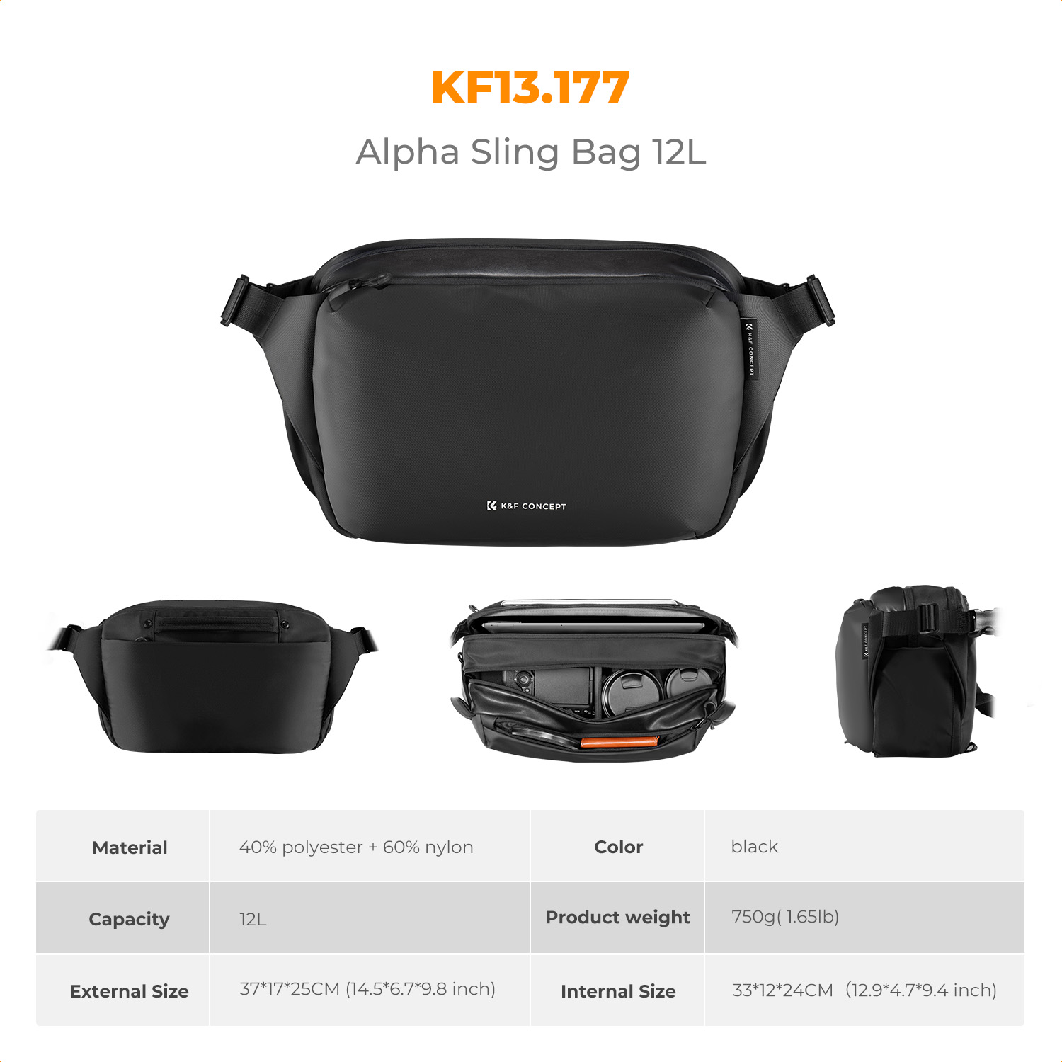 K&F CONCEPT 12L/10L Camera Sli - Camera Bag Waterproof recension och pris